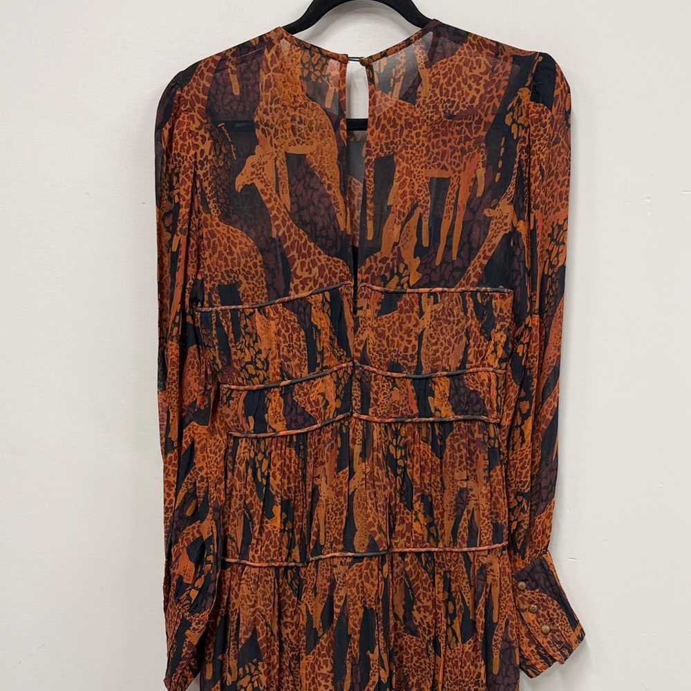 Farm Rio Black Giraffes Puff Sleeve Maxi Dress xs NEW - Picture 12 of 12